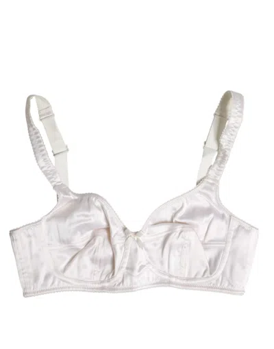Dolce & Gabbana White Silk Balconette Non Wire Bra Women's Underwear In Gray