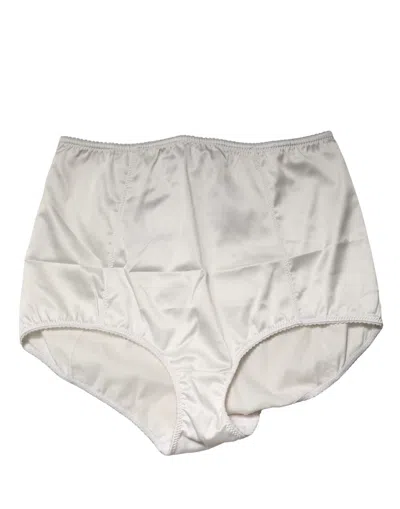 Dolce & Gabbana White Silk Blend High Waist Girdle Panty Underwear In Gray