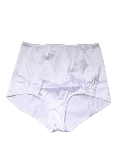 Dolce & Gabbana White Silk Blend High Waist Girdle Panty Underwear In Blue