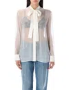 Dolce & Gabbana Elegant Silk Blend Long Sleeve Blouse In White