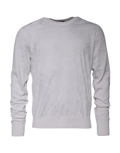 Pre-owned Dolce & Gabbana White Silk Crew Neck Men Pullover Men's Sweater ()