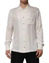 Dolce & Gabbana White Silk Dg Logo Print Long Sleeves Shirt In Neutral