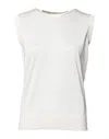 Dolce & Gabbana Cream Sleeveless Silk Round Neck Tank Top In White