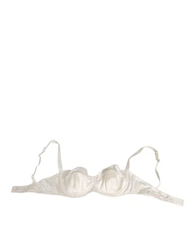 Dolce & Gabbana White Satin Lace Balconnet Lingerie Underwear In Neutral