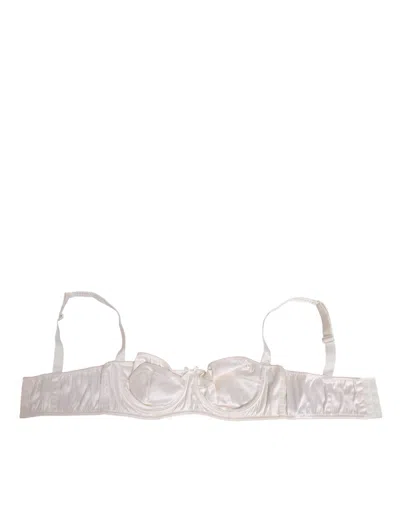 DOLCE & GABBANA DOLCE & GABBANA WHITE SILK SATIN BALCONNET LINGERIE BRA WOMEN'S UNDERWEAR