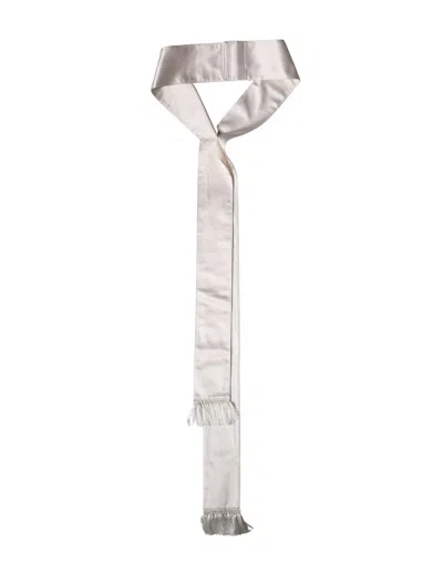 Dolce & Gabbana White Silk Satin Fringes Foulard 282cm X 10cm Men Scarf