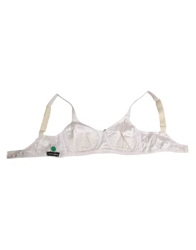 Pre-owned Dolce & Gabbana White Silk Satin Soft Cup Lingerie Bra Women's Underwear ()
