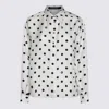 Dolce & Gabbana Polka Dot Silk Shirt With Elegant Button Closure And Stylish Tie Detail In Pois White/black