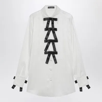 Dolce & Gabbana White Silk Shirt With Bows