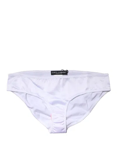 Dolce & Gabbana White Silk Stretch Mid Waist Brief Panty Underwear In Blue