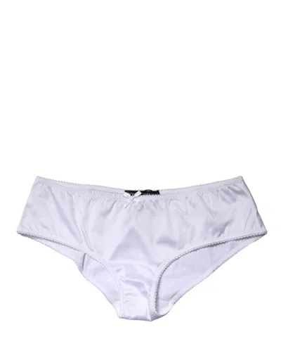 Dolce & Gabbana White Silk Stretch Mid Waist Brief Panty Underwear