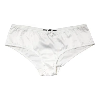 Dolce & Gabbana White Silk Stretch Mid Waist Brief Panty Women's Underwear