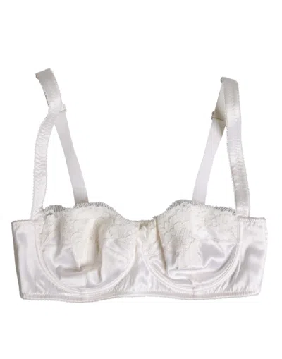 DOLCE & GABBANA DOLCE & GABBANA WHITE SILK UNDERWIRED BALCONETTE BRA WOMEN'S UNDERWEAR