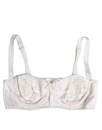 DOLCE & GABBANA DOLCE & GABBANA WHITE SILK UNDERWIRED BALCONETTE BRA WOMEN'S UNDERWEAR