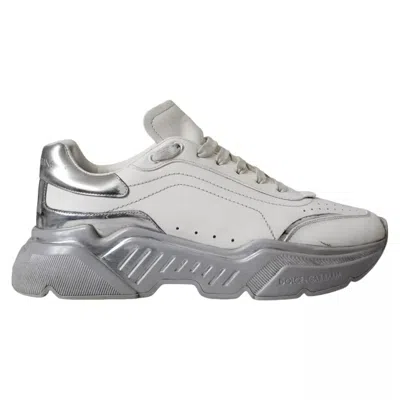 Pre-owned Dolce & Gabbana White Silver Daymaster Low Top Sneakers Men's Shoes ()