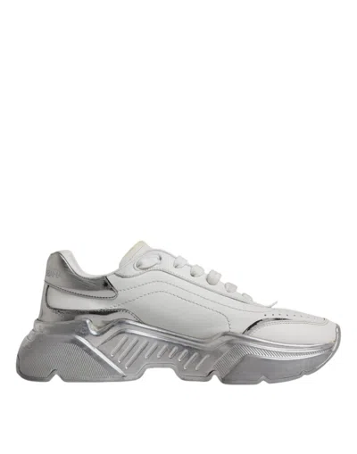 Pre-owned Dolce & Gabbana White Silver Daymaster Low Top Sneakers Women's Shoes ()