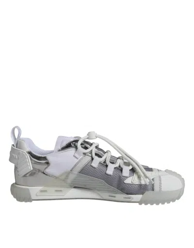 Dolce & Gabbana White Silver Low Top Ns1 Sneakers Shoes