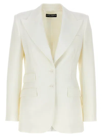 DOLCE & GABBANA WHITE SINGLE-BREASTED BLAZER