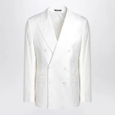 DOLCE & GABBANA DOLCE & GABBANA  WHITE SINGLE-BREASTED COTTON JACKET