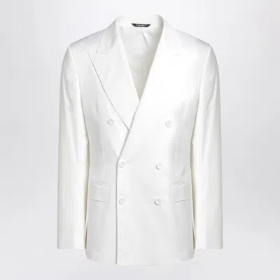 DOLCE & GABBANA WHITE SINGLE-BREASTED COTTON JACKET