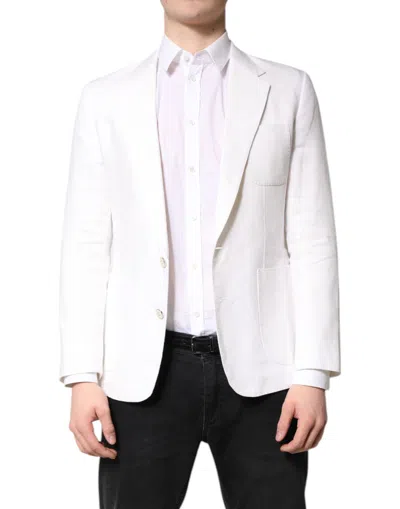 Pre-owned Dolce & Gabbana White Single Breasted Men Coat Blazer Men's Suit ()