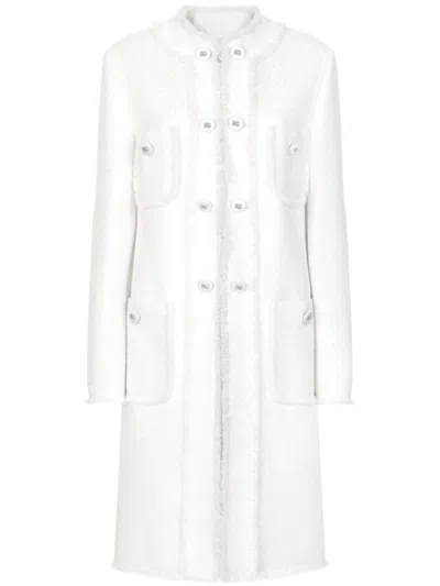 DOLCE & GABBANA WHITE SINGLE-BREASTED RASCHEL TRENCHD COAT