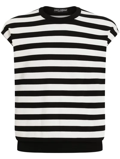 Dolce & Gabbana White Sleeveless Crew Neck Sweater