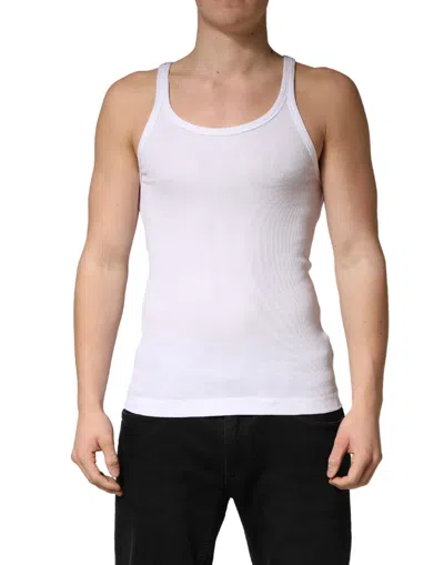 Dolce & Gabbana White Sleeveless Round Neck Tank Top Men's T-shirt