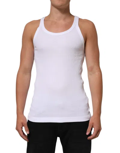 Pre-owned Dolce & Gabbana White Sleeveless Round Neck Tank Top Men's T-shirt ()