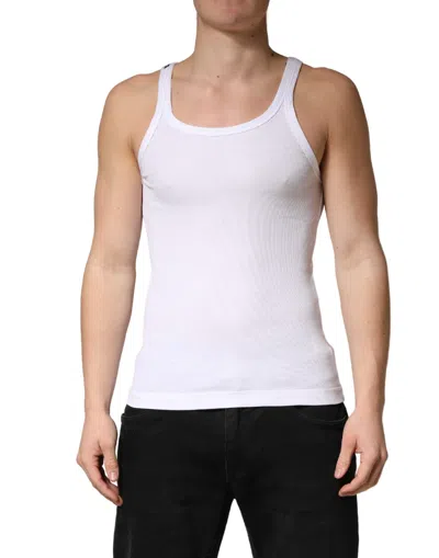 Pre-owned Dolce & Gabbana White Sleeveless Round Neck Tank Top Men's T-shirt ()