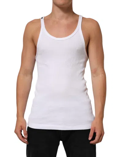 Pre-owned Dolce & Gabbana White Sleeveless Round Neck Tank Top Men's T-shirt ()