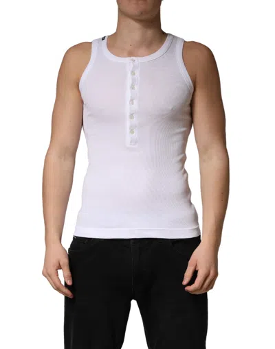 Pre-owned Dolce & Gabbana White Sleeveless Round Neck Tank Top Men's T-shirt ()
