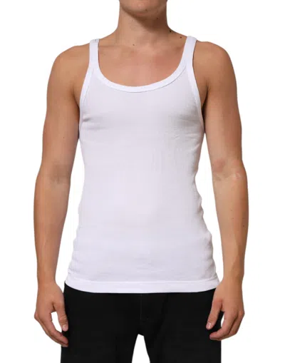 DOLCE & GABBANA WHITE SLEEVELESS ROUND NECK TANK TOP T-SHIRT