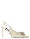 Dolce & Gabbana 'lace Overlay' Slingback Embellished Detail In White