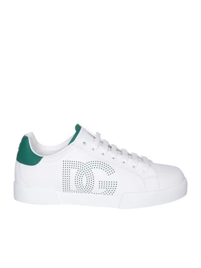 DOLCE & GABBANA DOLCE & GABBANA WHITE SNEAKERS WITH CONTRASTING DG LOGO