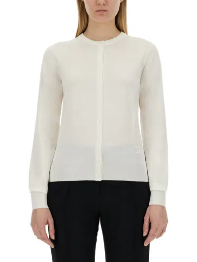 Dolce & Gabbana White Solid Round Neck Sweater