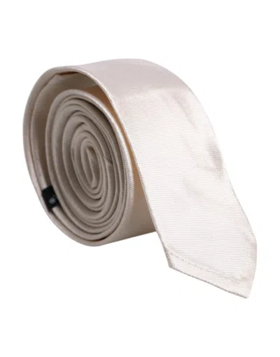 Dolce & Gabbana White Solid Silk Adjustable Neckmen's Men's Tie