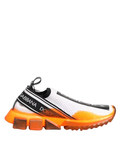 Pre-owned Dolce & Gabbana White Sorrento Slip On Low Top Sneakers Women's Shoes () In Black