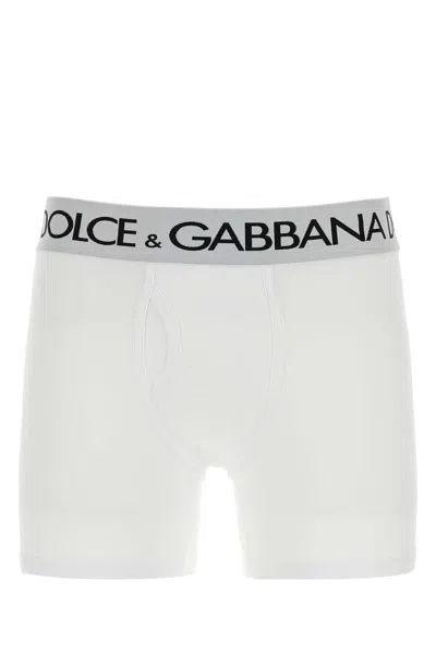 Dolce & Gabbana White Stretch Cotton Boxer