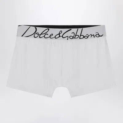 Dolce & Gabbana White Stretch Cotton Boxer With Logo