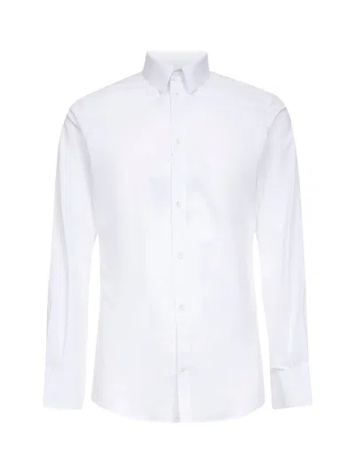 Dolce & Gabbana White Stretch Cotton Poplin Gold Shirt