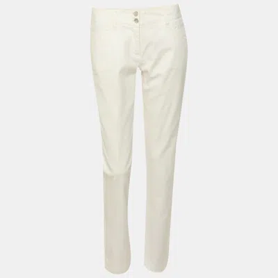 Pre-owned Dolce & Gabbana White Stretch Denim Formal Trousers S