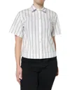 Dolce & Gabbana White Striped Collared Short Sleeve Polo Top In White