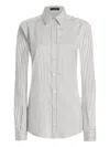 Dolce & Gabbana Silk Shirt With Striped Print Clothing In Gray