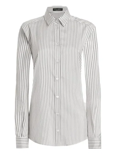 DOLCE & GABBANA WHITE STRIPED SHIRT