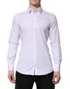 Dolce & Gabbana White Gold Cotton Long Sleeves Men Formal Shirt In White