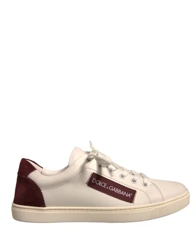 Pre-owned Dolce & Gabbana White Suede Leather Low Top Sneakers Women's Shoes ()