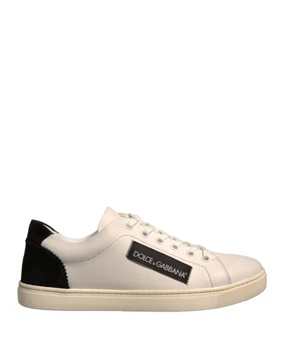 Pre-owned Dolce & Gabbana White Suede Leather Low Top Sneakers Women's Shoes () In Multi
