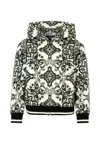 Dolce & Gabbana Majolica-print Hooded Sweatshirt With Zip In Black