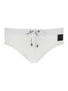 Dolce & Gabbana White Swimwear With Logo Drawstring And Logo Tag In Tech Fabric Man In White